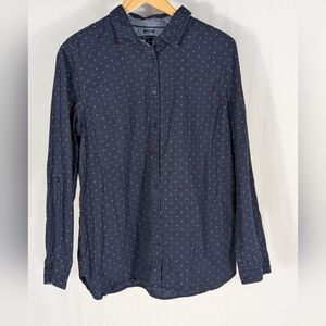Tommy Hilfiger Dark Blue Shirt with Red Stars Woman's Button Down Shirt Size XL